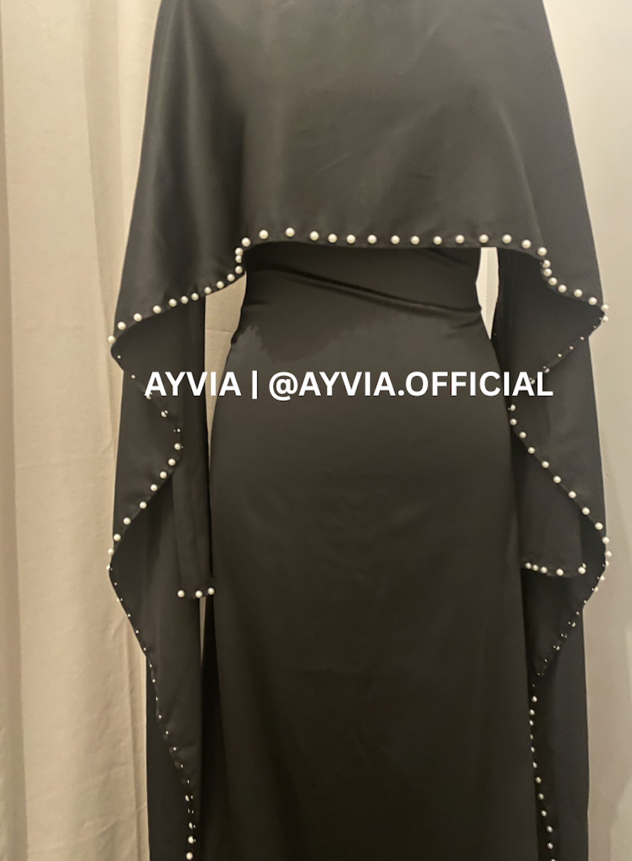 Noor Black Pearl Cape Abaya