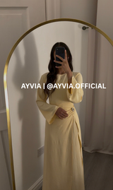 Safa Butter Yellow Ruched Maxi Dress