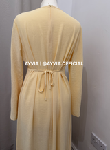 Safa Butter Yellow Ruched Maxi Dress