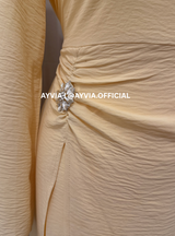 Safa Butter Yellow Ruched Maxi Dress