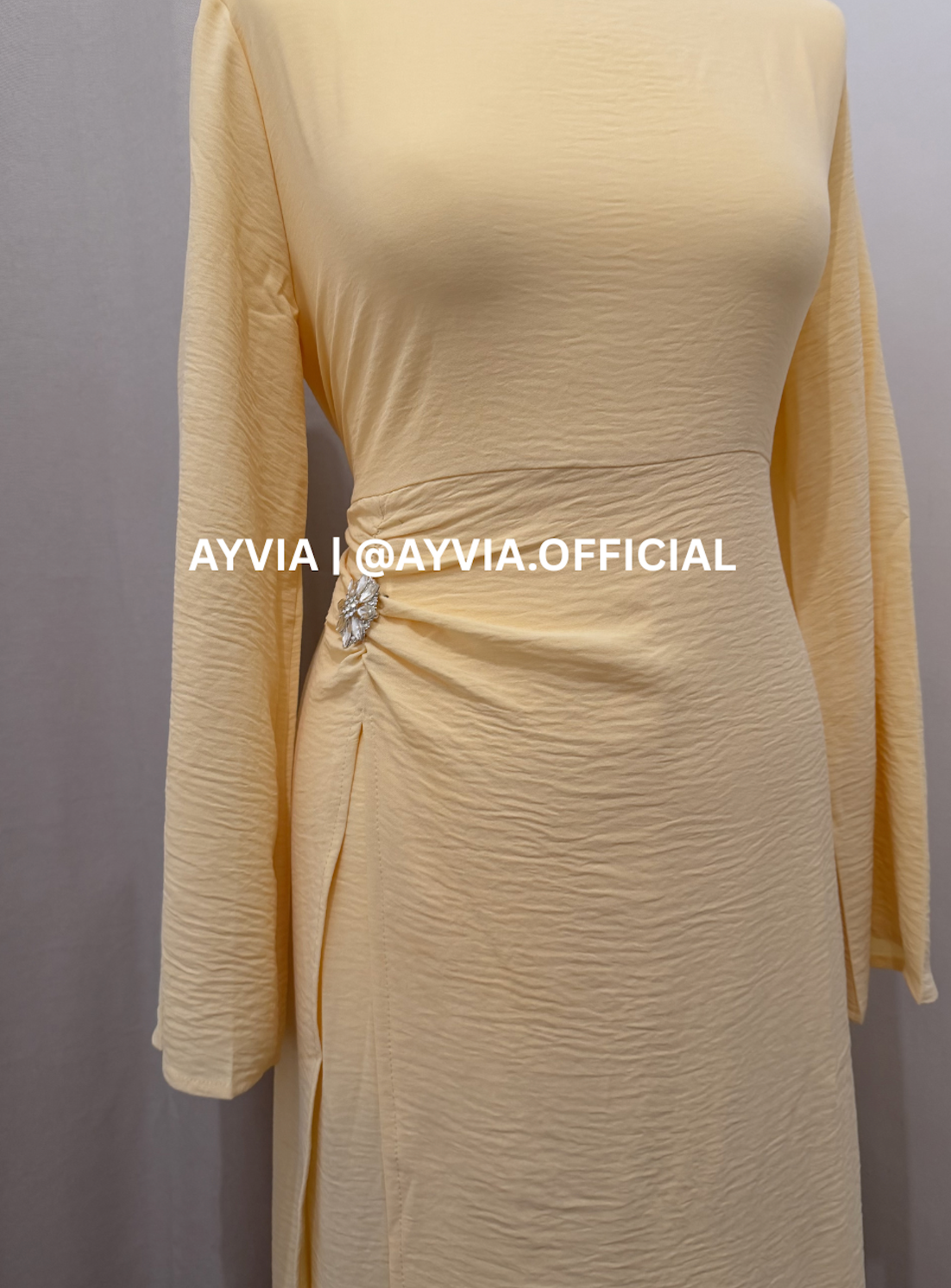 Safa Butter Yellow Ruched Maxi Dress
