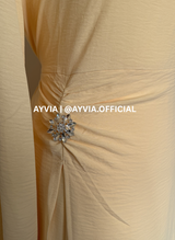 Safa Butter Yellow Ruched Maxi Dress