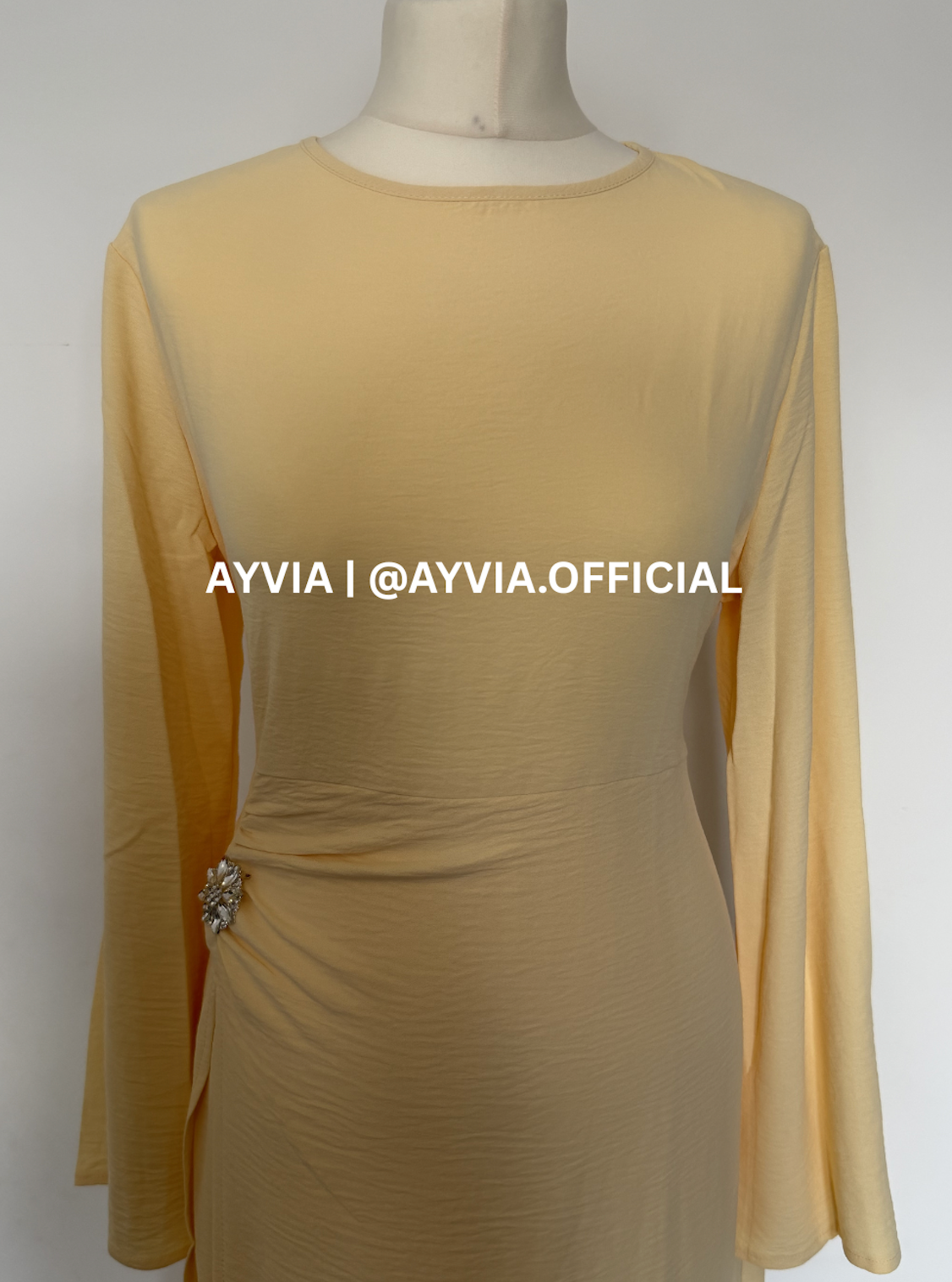 Safa Butter Yellow Ruched Maxi Dress