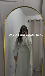 Mira Pastel Green Pearl Cape Abaya
