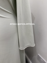 Mira Pastel Green Pearl Cape Abaya