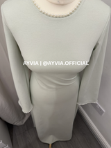 Mira Pastel Green Pearl Cape Abaya