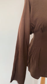 Chocolate Brown Tie Back Co Ord Set Wide Leg Pants