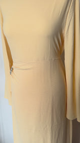 Butter Yellow Ruched Waist Modest Maxi Dress